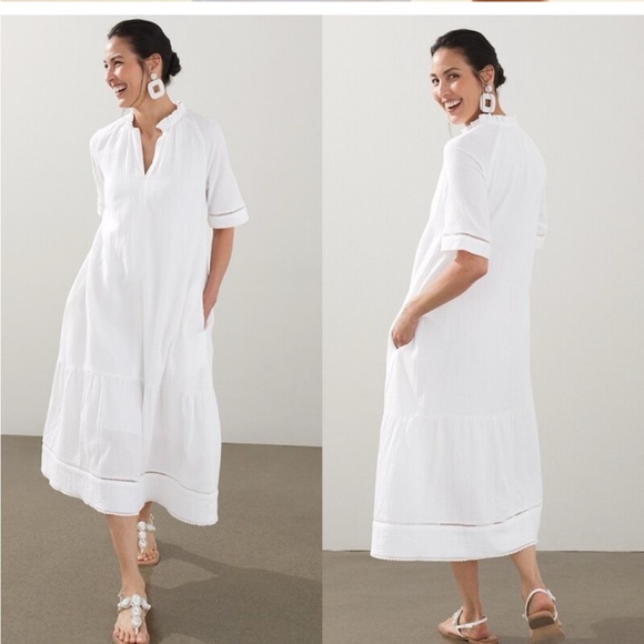 Chicos midi dress flutter sleeve white linen dress - NWT! - Picture 6 of 9
